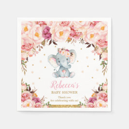  Blommigtar för cute Elephant Baby Shower Pappersservett