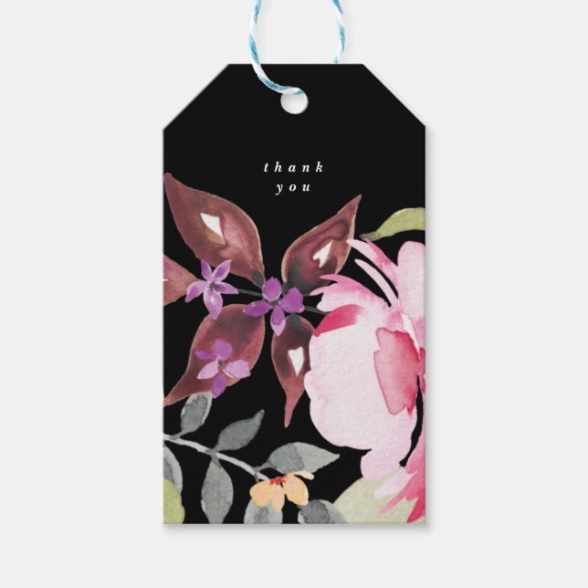 Blommigtar för dammfärgning av vattenfärg: Bröllop Presentetikett (Framsidan)