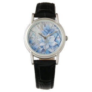 Blommigtar för elegant blå vinter armbandsur