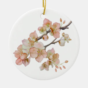 blommigtar för elegant vattenfärgspeachi julgransprydnad keramik