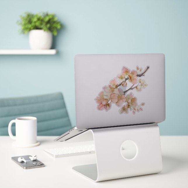 blommigtar för elegant vattenfärgspeachi klistermärken (Laptop På Skrivbordet)