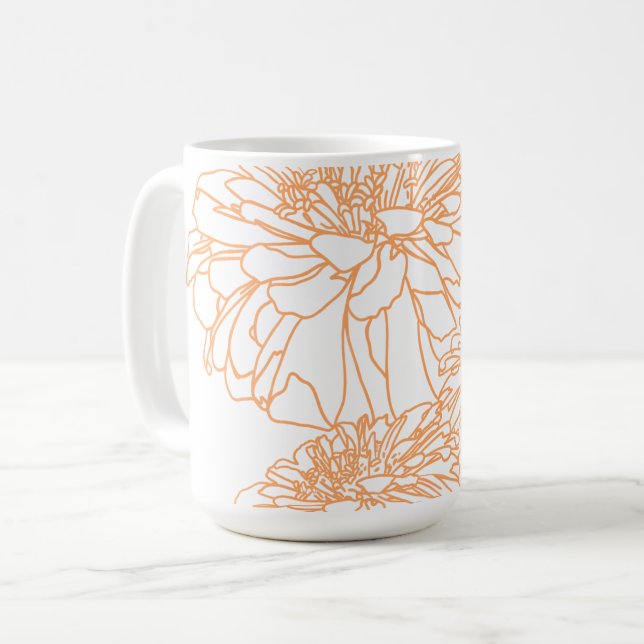 blommigtar för elegantens minimalistiska orange kaffemugg (Framsida vänster)