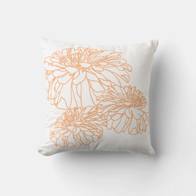 blommigtar för elegantens minimalistiska orange kudde (Framsida)