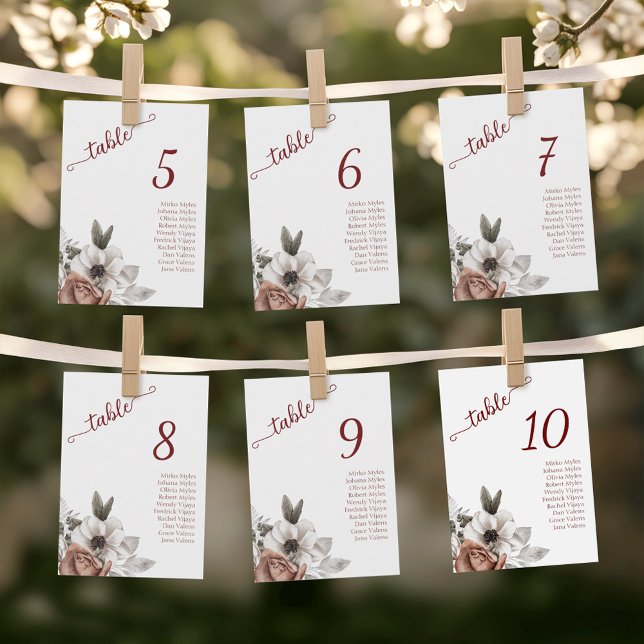 Blommigtar för elegantens vattenfärg -  för gästsä julkort (Elegant Watercolor Florals - Guest Seating Card)