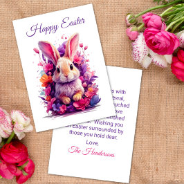 Blommigtar för färglöst pastellPåskhare och vatten Julkort