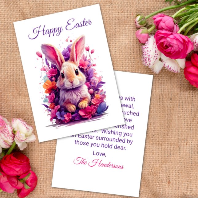 Blommigtar för färglöst pastellPåskhare och vatten Julkort (Skapare uppladdad)
