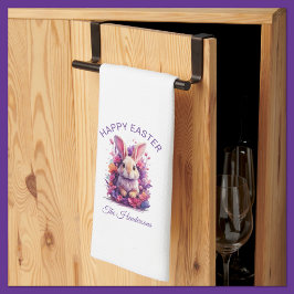 Blommigtar för färglöst pastellPåskhare och vatten Kökshandduk