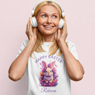 Blommigtar för färglöst pastellPåskhare och vatten T Shirt
