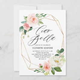 Blommigtar för Geometric Guld Ram Rosa Ciao Bella Inbjudningar