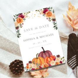 Blommigtar för höstantal Pumpkins Fall Spara datum Inbjudningar