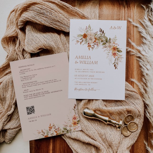 blommigtar för höstfall bröllopsinbjudan inbjudningar (Skapare uppladdad)