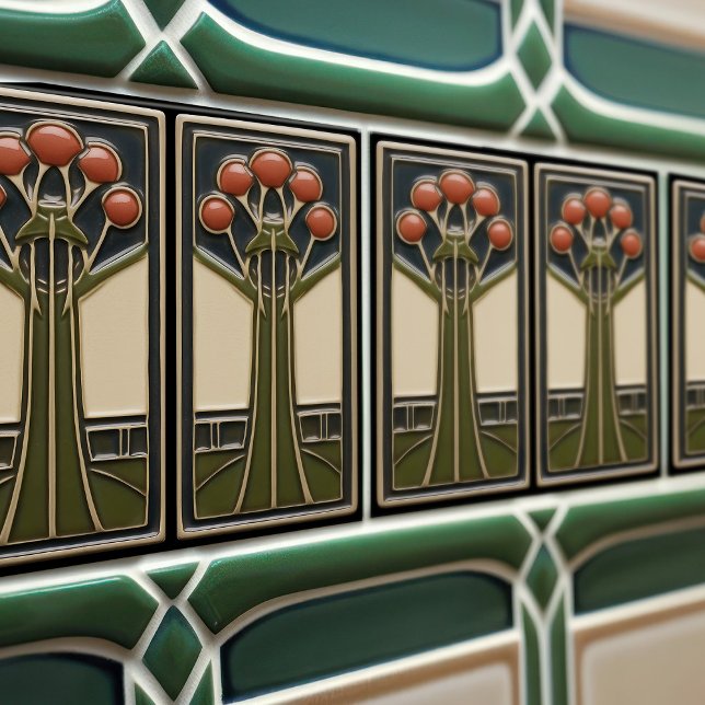 Blommigtar för konsthantverk i mitten av århundrad kakelplatta (Skapare uppladdad)