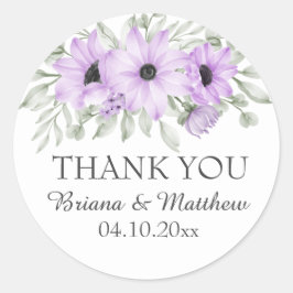 Blommigtar för Lila av elegant - favoriter Runt Klistermärke