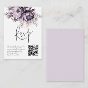 Blommigtar för Lilac Lila QR-kodkort Bröllop OSA Tilläggskort