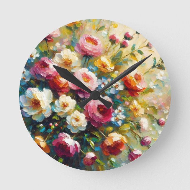 Blommigtar för ljus och fetstil rund klocka (Framsida)