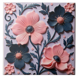 Blommigtar för marinblått och Rosa Kakelplatta