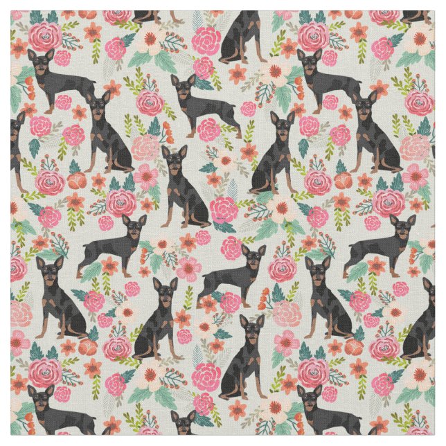 blommigtar för miniatyrfinscher-hund tyg (Närbild)