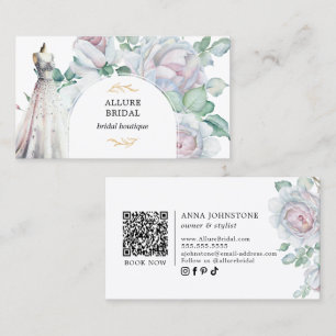 Blommigtar för möhippa Gown Blooming QR-kod Visitkort