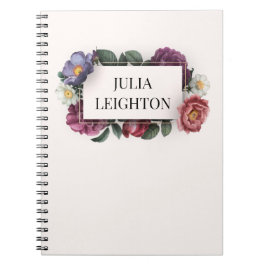 Blommigtar för mörk anteckningsbok