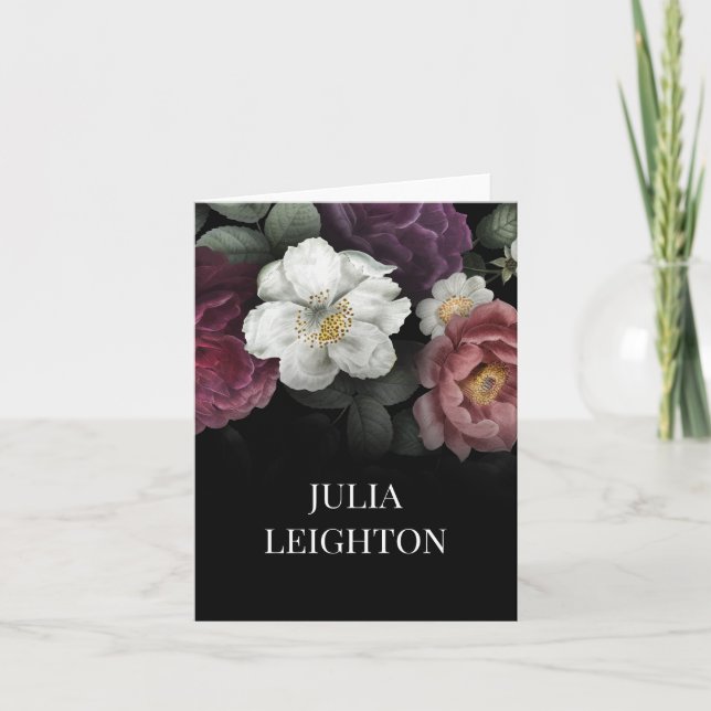 Blommigtar för mörk anteckningskort (Framsida)