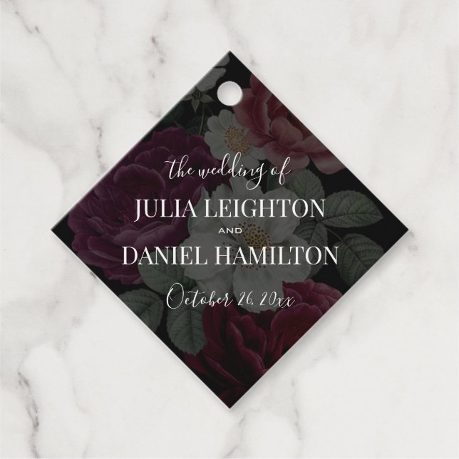 Blommigtar för mörk gåvor etiketter (Framsida)