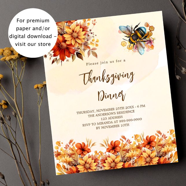 blommigtar för orange av thanksgiving är inbjudan (Skapare uppladdad)