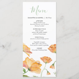 Blommigtar för Orangen  med vattenfärg i bröllop Meny