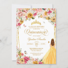 Blommigtar för Quinceanera Butterfly  Rosa Gult Inbjudningar