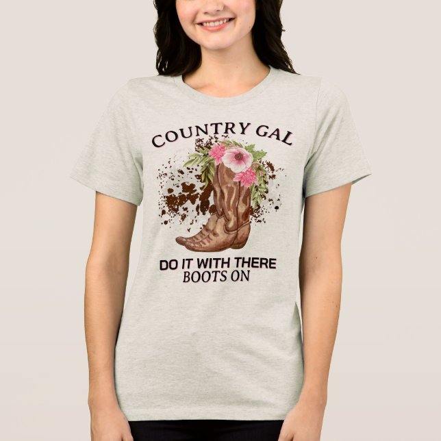 Blommigtar för retro cowgirl-citattecken t shirt (Framsida)