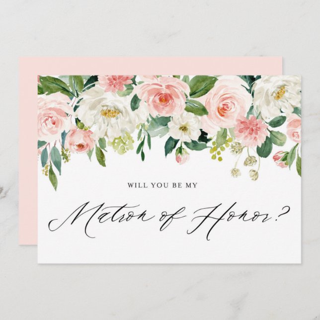 Blommigtar för Rosa av vattenfärg är min hedersbet Inbjudningar (Fram/baksida)