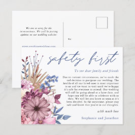 Blommigtar för säkerhetskontroll av första COVID-b Meddelande Vykort