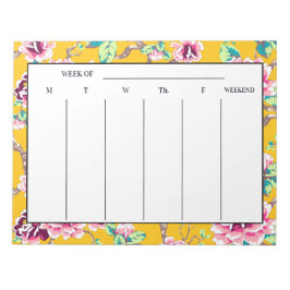 Blommigtar för Senap Gult Bright Rosa Veckovis Anteckningsblock