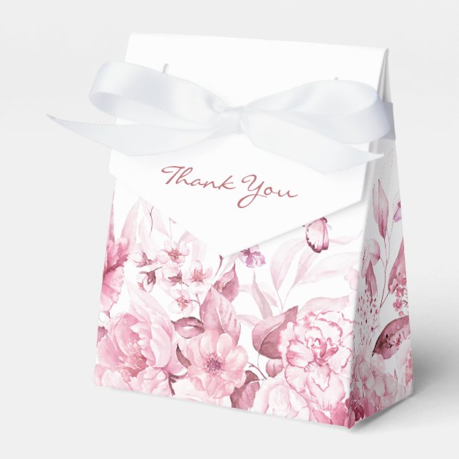 Blommigtar för söt Rosa Vattenfärgsfärg - skiss Presentaskar (Framsidan Sidan)