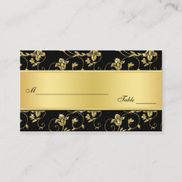 Blommigtar för svart och Guld Glitter Placeringskort