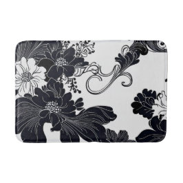 Blommigtar för svart och vit Elegant utan tidpunkt Badrumsmatta
