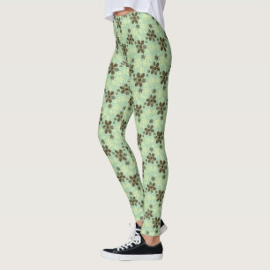 Blommigtar för tropisk Grönt Leggings