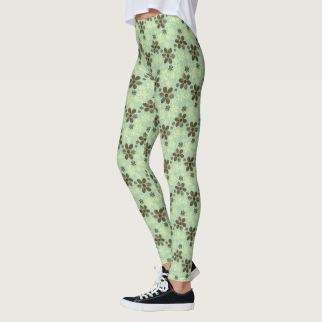 Blommigtar för tropisk Grönt Leggings (Vänster)