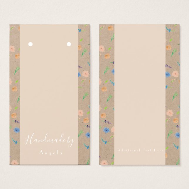 Blommigtar för vattenfärgad Vild Botaniskt Visning Visitkort (Framsida & baksida)