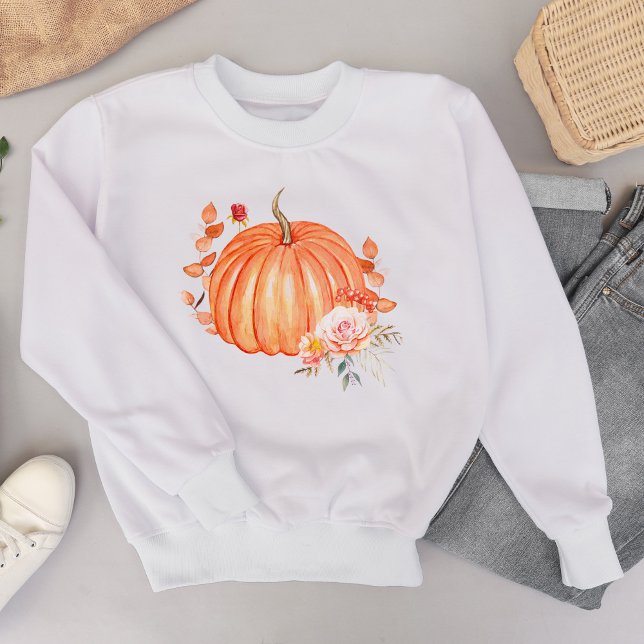 Blommigtar för vattenfärgspumpkin och höst t shirt (Skapare uppladdad)