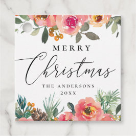 Blommigtar för vattenfärgsvinter. Elegant - julblo Gåvor Etiketter