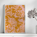 Blommigtar för Vintage av elegant i  och Guld Poster<br><div class="desc">En underbar botanisk utformning av vintage-stil med en blommigt av elegant på  och guld.</div>