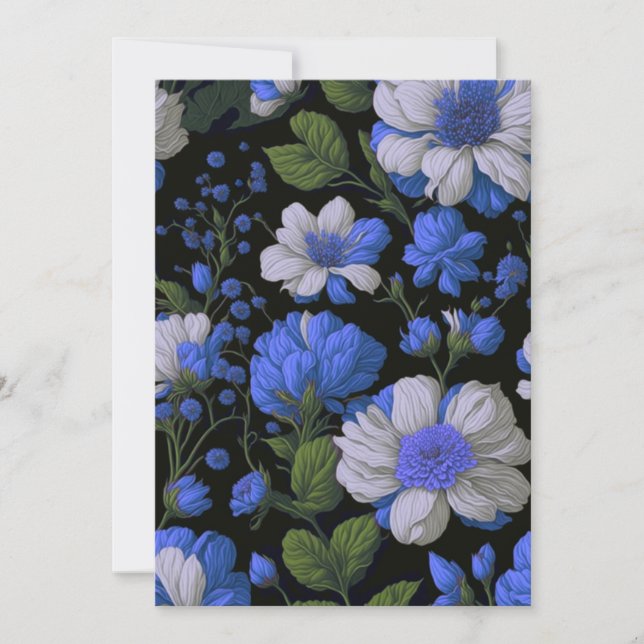blommigtar för vit elegant i elegant silver inbjudningar (Framsida)