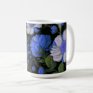 blommigtar för vit elegant i elegant silver kaffemugg