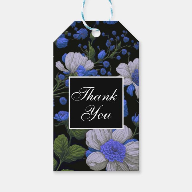 blommigtar för vit elegant i elegant silver presentetikett (Framsidan)