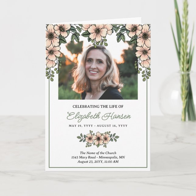  Blommigtar Foto Firande of Life Funeral Program (Framsida)