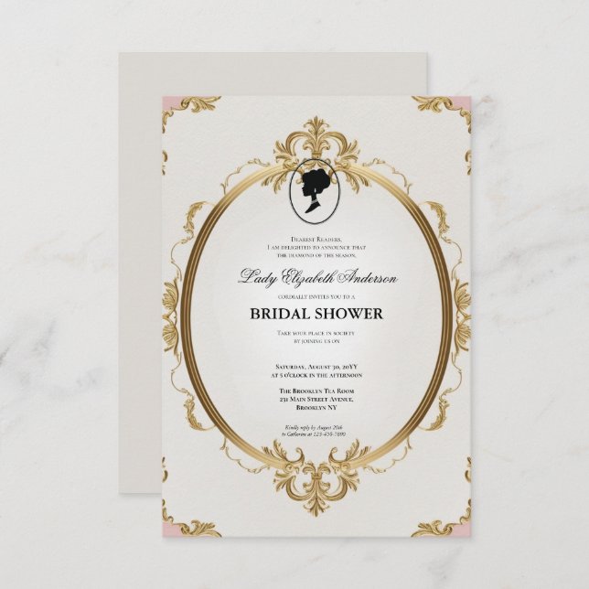 blommigtar i kristid Bridgerton Möhippa Invit Inbjudningar (Fram/baksida)