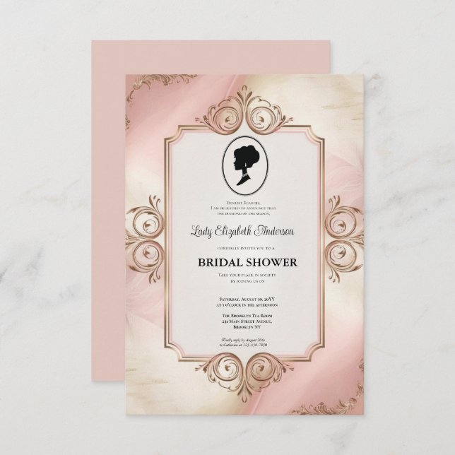 blommigtar i kristid Bridgerton Möhippa Invit Inbjudningar (Fram/baksida)