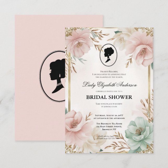 blommigtar i nödsituationer Bridgerton Möhippa Inbjudningar (Fram/baksida)