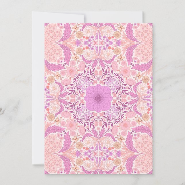 Blommigtar i trädgård i rosa (Framsida)