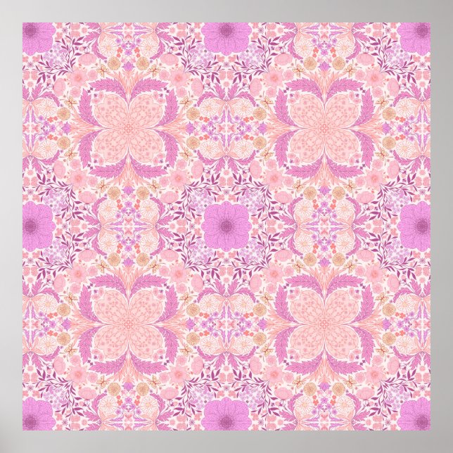 Blommigtar i trädgård i rosa poster (Framsidan)
